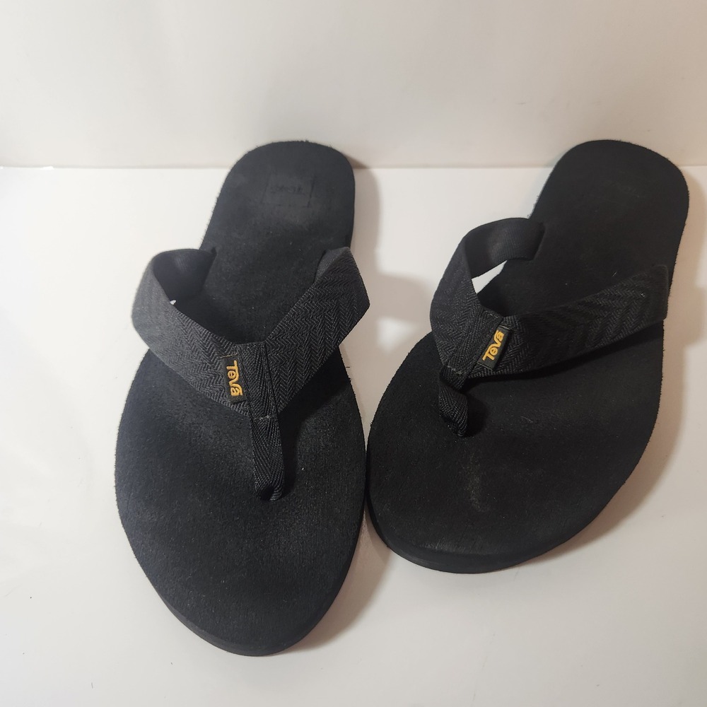 Teva Mush II Mens Black Flip Flop Sandals Size 11 Textile Suede Thong